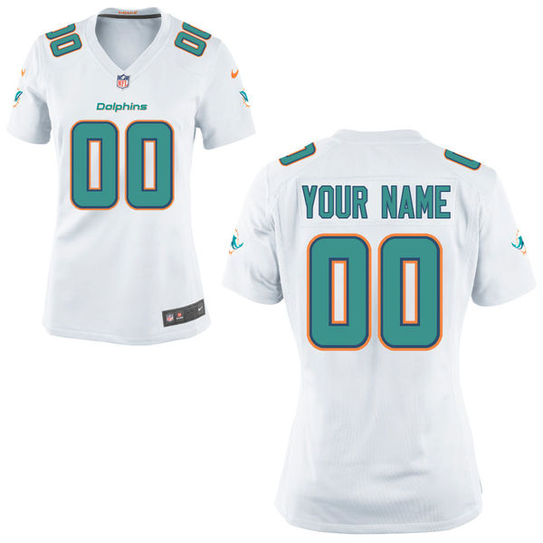 Nike Miami Dolphins Customized White Stitched Women's NFL Jersey